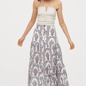 H&M button front paisley maxi skirt
